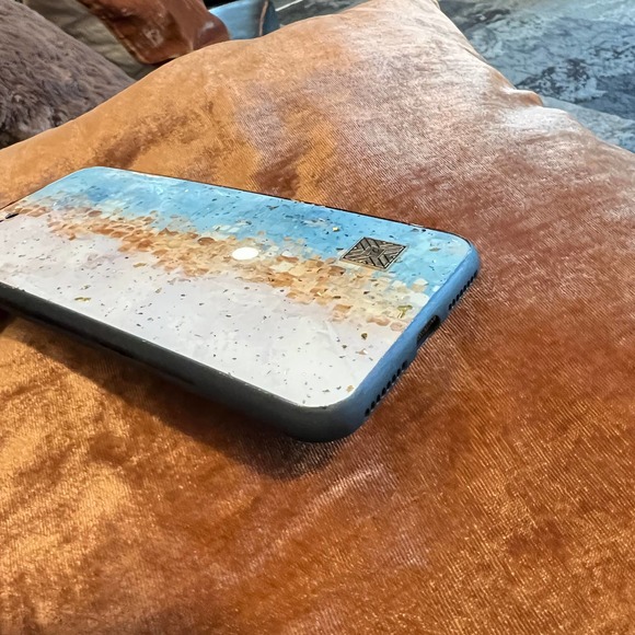 iPhone 7/8 Plus Case Gold Blue Abstract Print - Picture 3 of 4